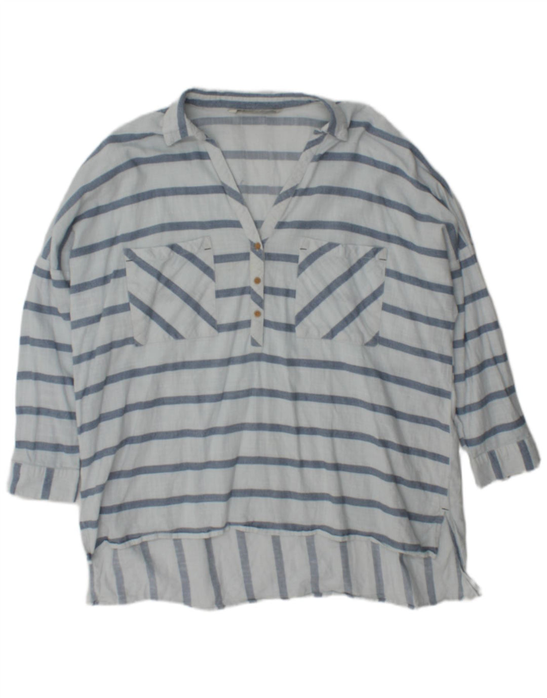 Женская блузка оверсайз Zara UK 18 XL в синюю полоску