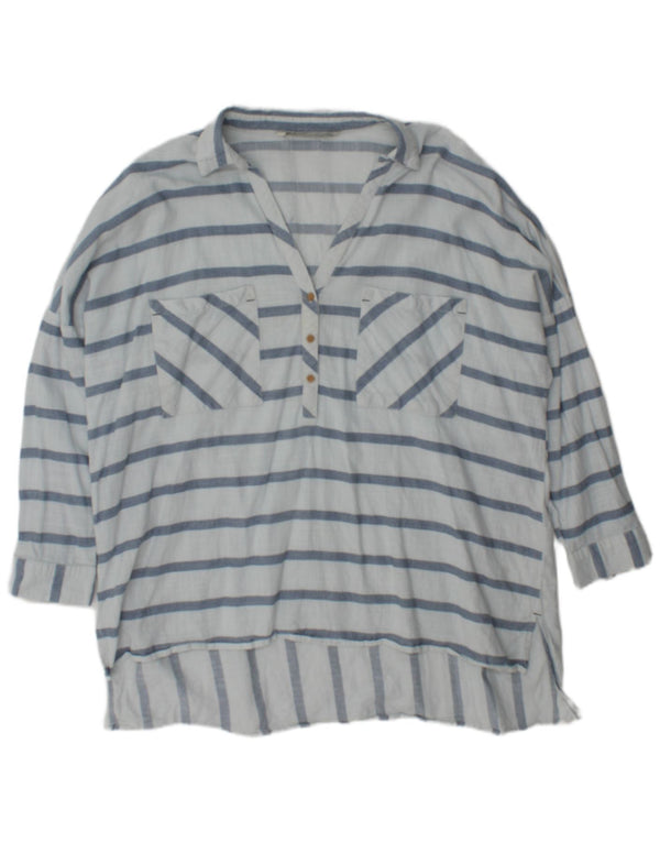 Женская блузка оверсайз Zara UK 18 XL в синюю полоску