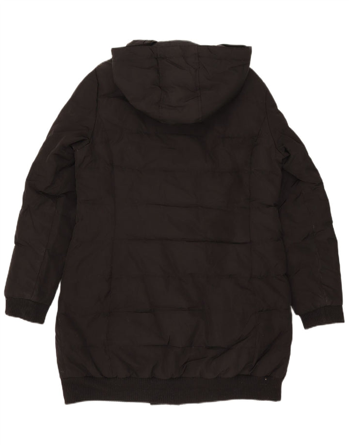 Женское стеганое пальто с капюшоном Zara UK 18 XL, черный полиэстер