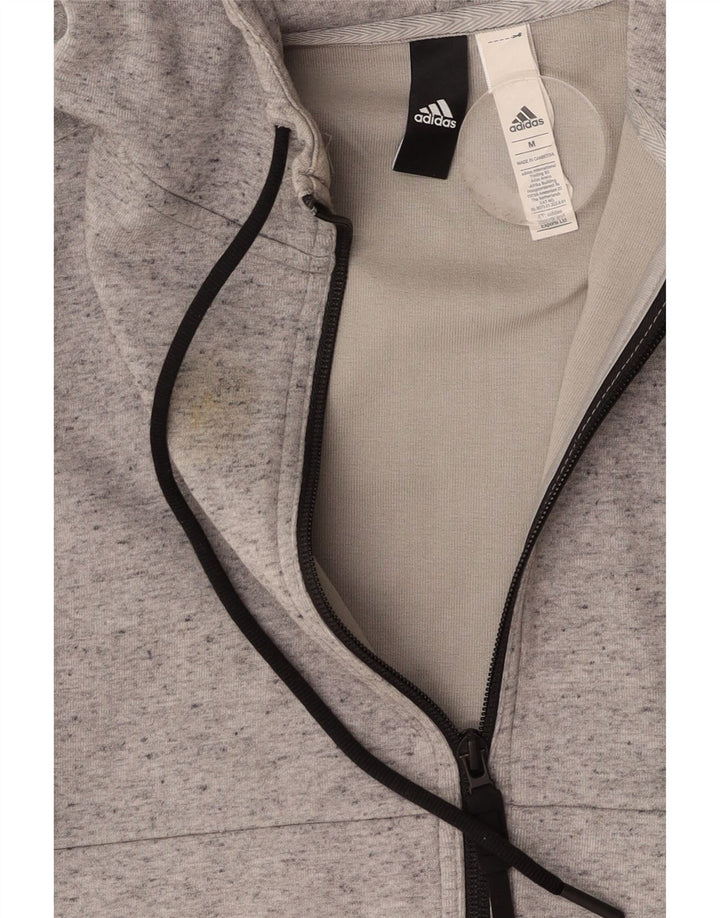 ADIDAS Womens Oversized Zip Hoodie Sweater UK 14 Medium Grey Flecked Vintage Adidas and Second-Hand Adidas from Messina Hembry 