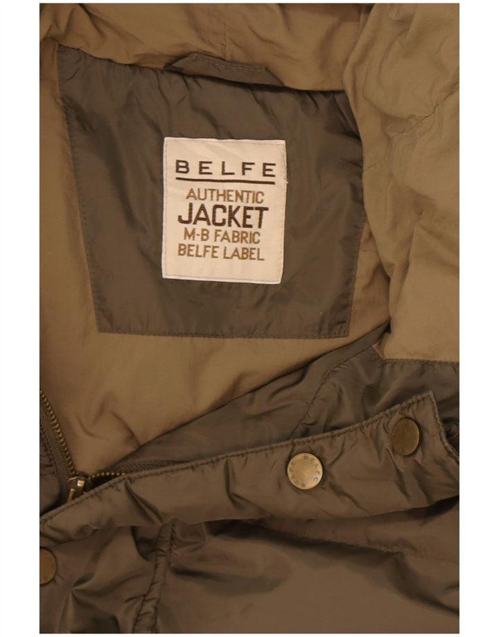 Мужская стеганая куртка с капюшоном Belfe UK 44 2XL Хаки Полиамид