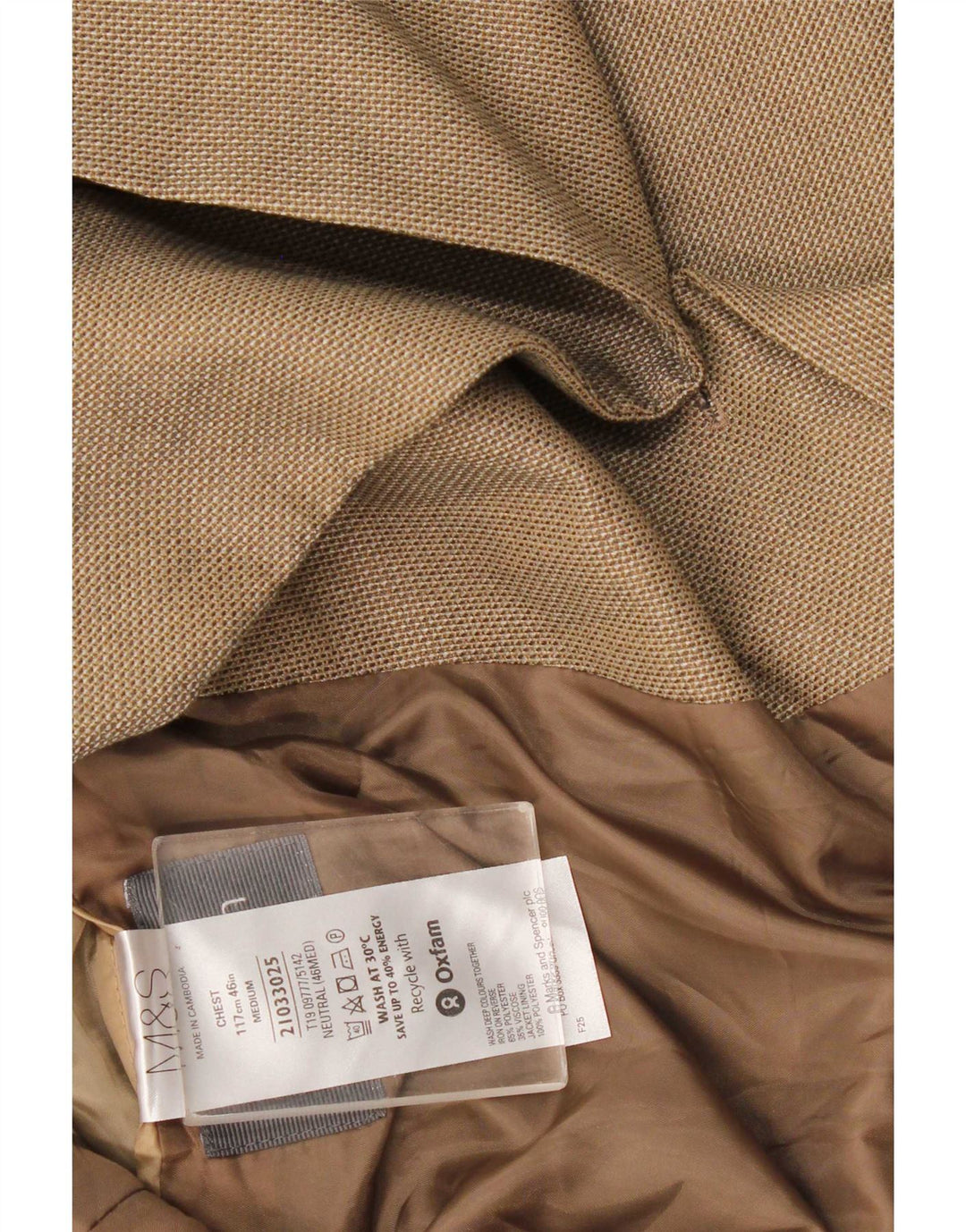 Мужской пиджак на двух пуговицах Marks & Spencer UK 46 XL, бежевый полиэстер