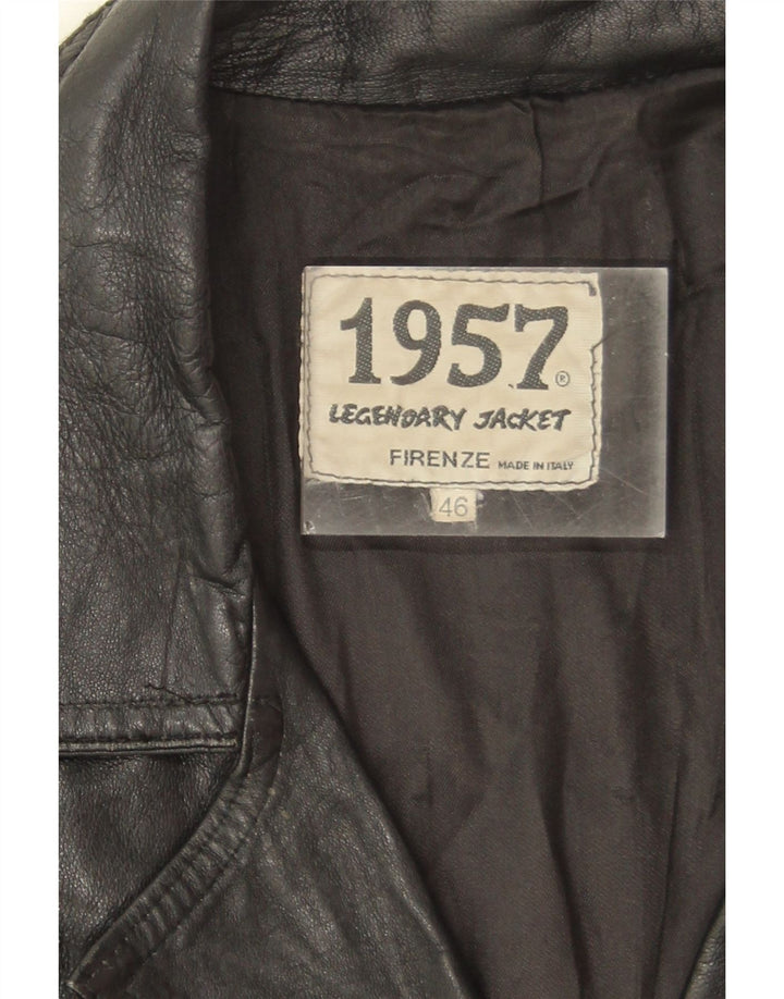 Легендарная куртка 1957 Женская кожаная куртка IT 46 Большая черная кожа