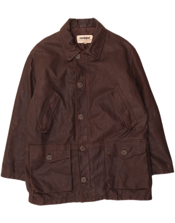 CONBIPEL Мужская кожаная куртка UK 42 XL Коричневая кожа