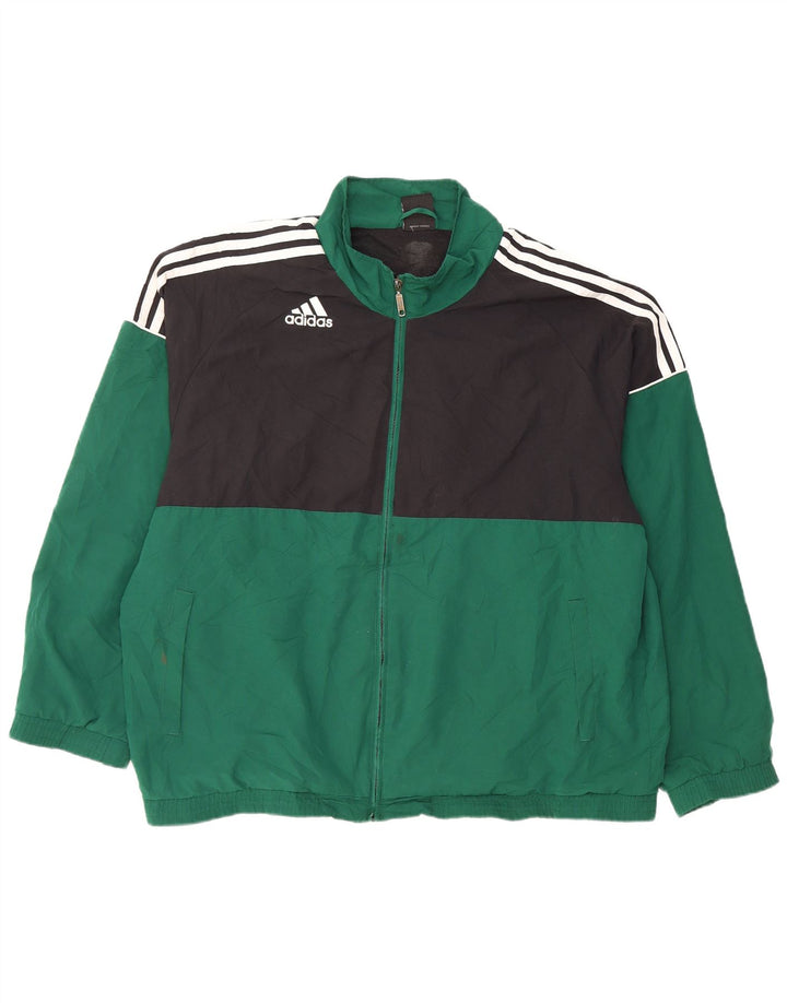 Мужская спортивная куртка ADIDAS UK 46/48 XL, зеленый полиэстер с цветными блоками