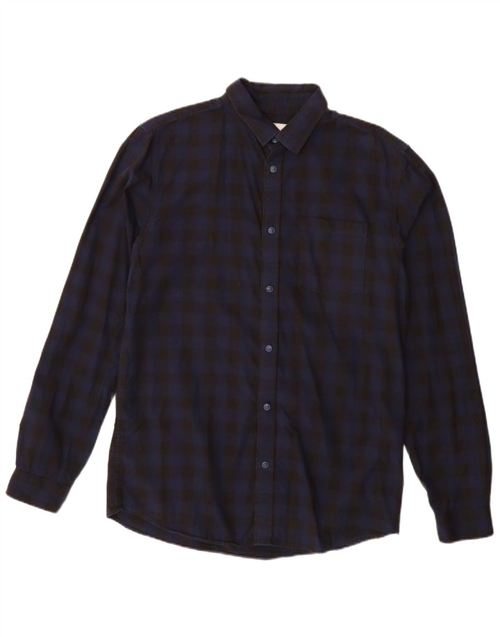 Мужская приталенная рубашка JACK & JONES, большая черная хлопковая клетка в мелкую клетку