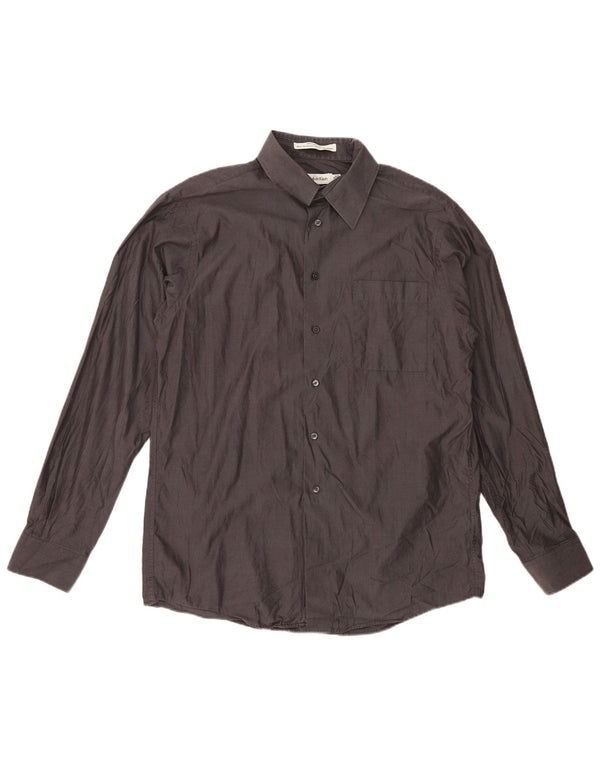 CALVIN KLEIN Mens Slim Fit Shirt Size 16 Large Grey Cotton