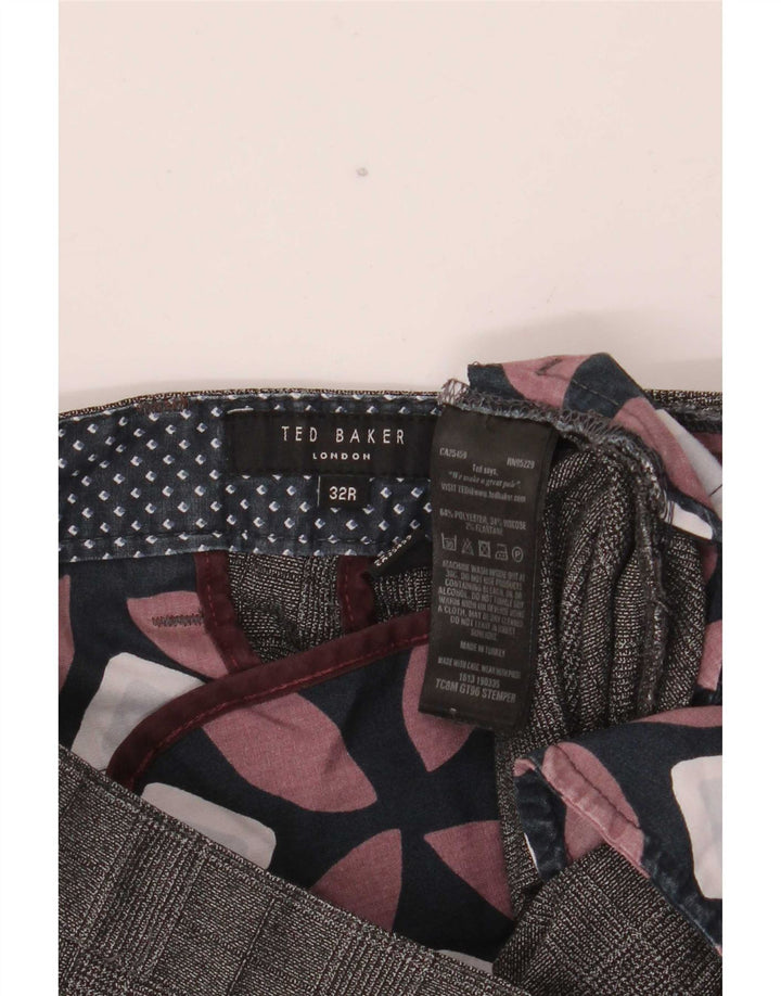 Мужские узкие брюки Ted Baker W32 L30 серые в клетку из полиэстера