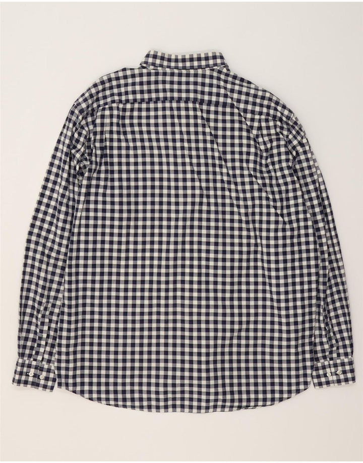 Мужская рубашка стандартного кроя Lacoste, размер 46, 2XL, темно-синяя, хлопок в мелкую клетку