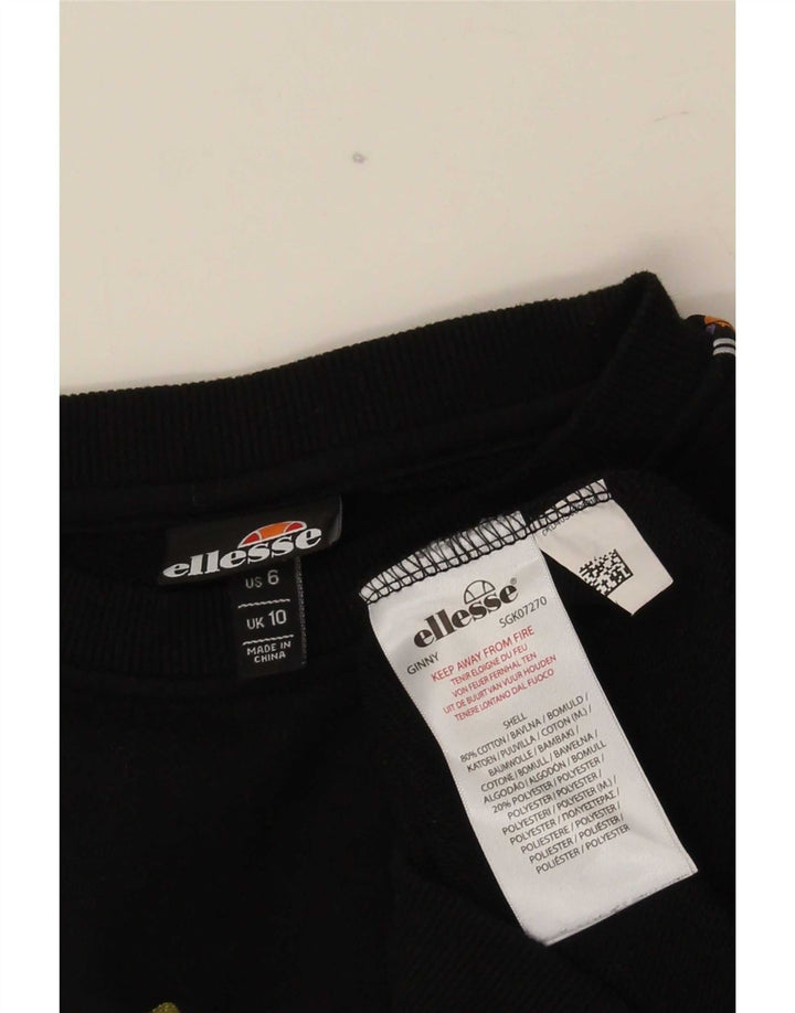 Женский джемпер оверсайз с рисунком Ellesse, размер UK 10, маленький, черный, хлопок