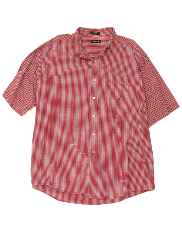 Мужская рубашка Nautica с коротким рукавом 2XL, хлопковая красная клетка