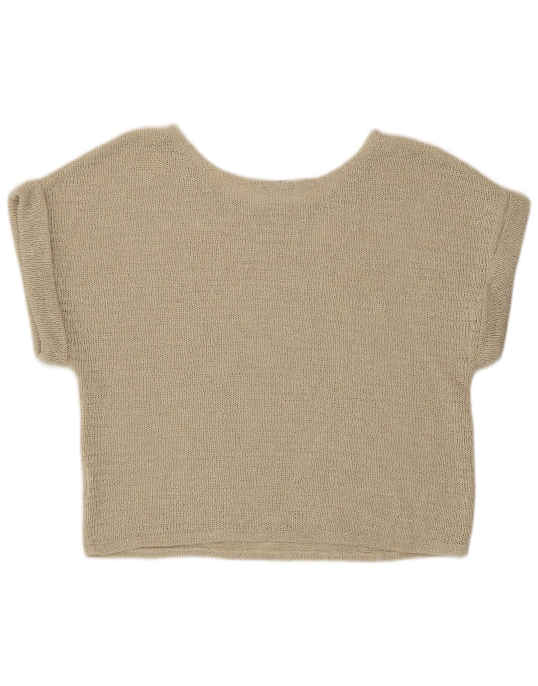 Zara Womens Crop Knit Blouse Top UK 16 Large Beige