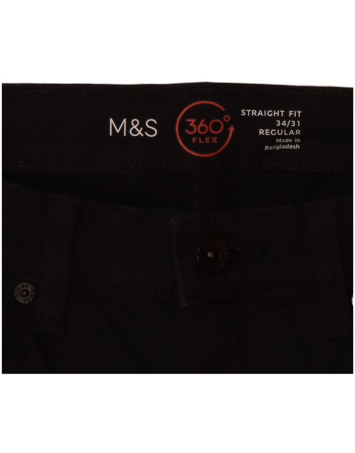 Мужские прямые джинсы Marks & Spencer W34 L31, черные, хлопковые