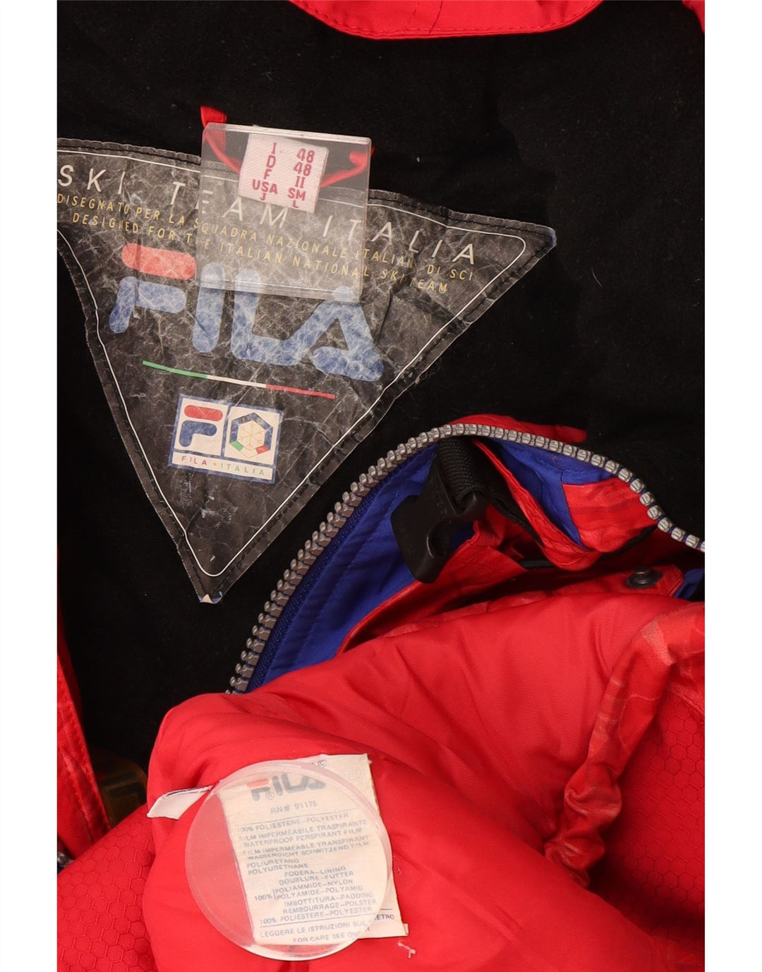 Fila Мужская лыжная куртка с капюшоном с графическим рисунком IT 48 XL Красная полиэстер с геометрическим рисунком