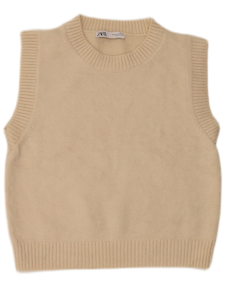 Женская майка Zara Vest UK 14, средний белый акрил