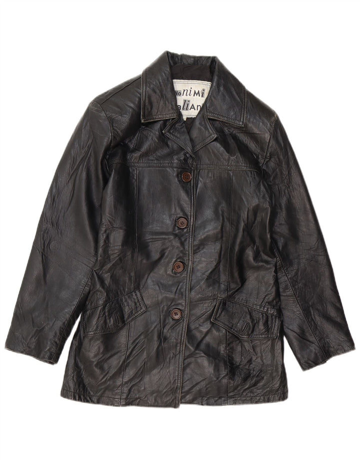 Женская кожаная куртка VINTAGE UK 10, маленькая, черная кожа