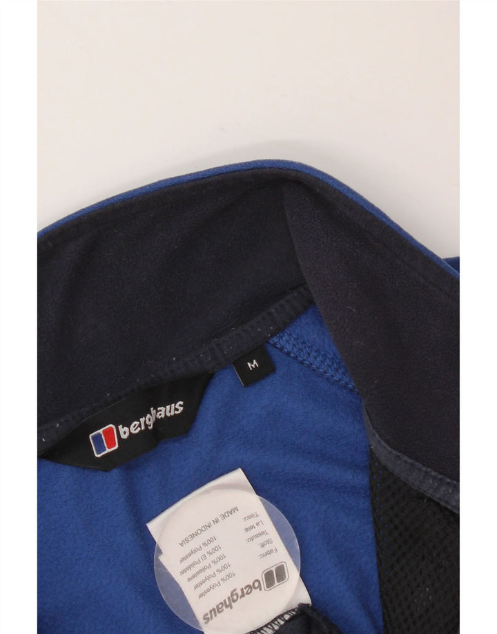 BERGHAUS Мужской флисовый джемпер с воротником на молнии, средний синий, полиэстер с цветными блоками