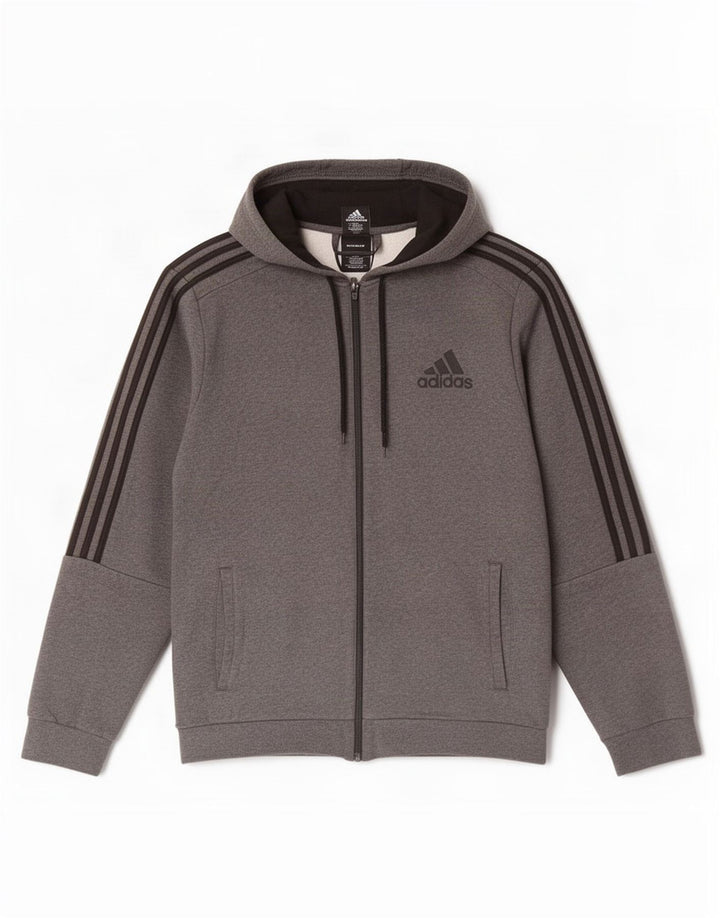 Мужской свитер с капюшоном на молнии Adidas большой серый
