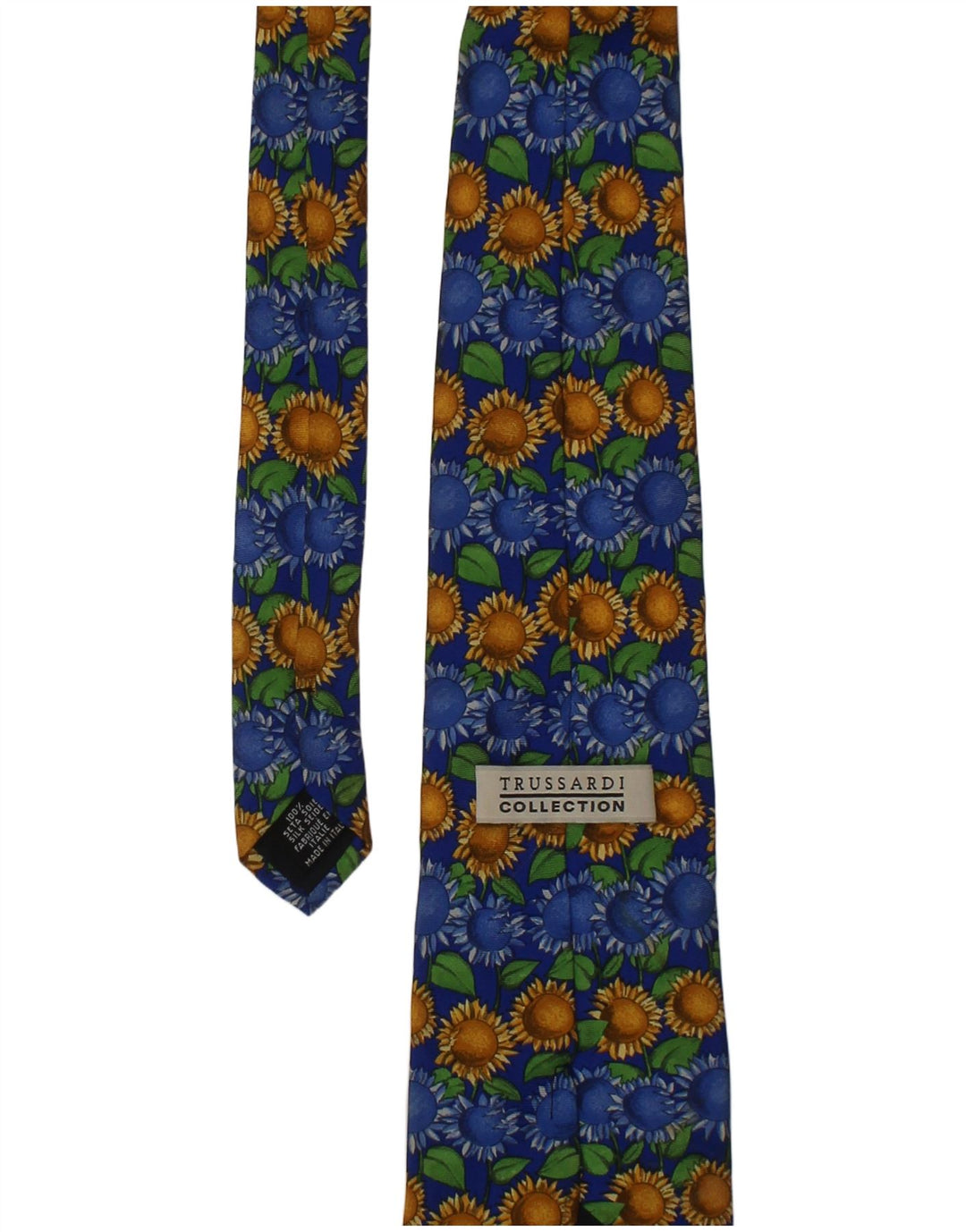 Мужской галстук Trussardi с рисунком, один размер, синий, шелковый, цветочный