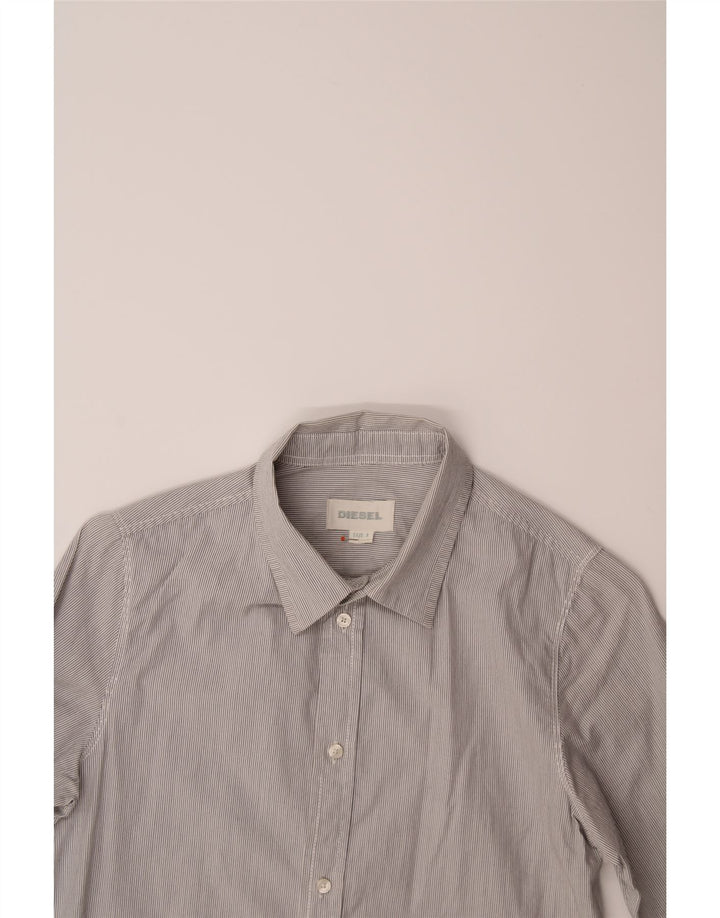 DIESEL Boys Shirt 11-12 Years Large Grey Pinstripe Cotton Vintage Diesel and Second-Hand Diesel from Messina Hembry 
