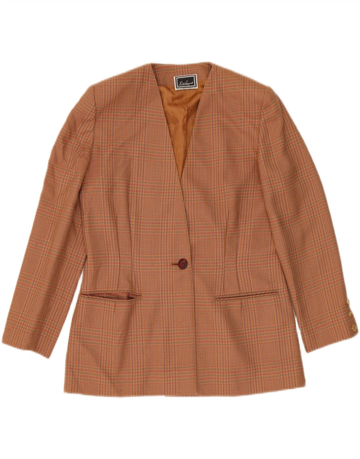 LUISA SPAGNOLI Womens 1 Button Blazer Jacket UK 16 Large Brown Houndstooth Vintage Luisa Spagnoli and Second-Hand Luisa Spagnoli from Messina Hembry 