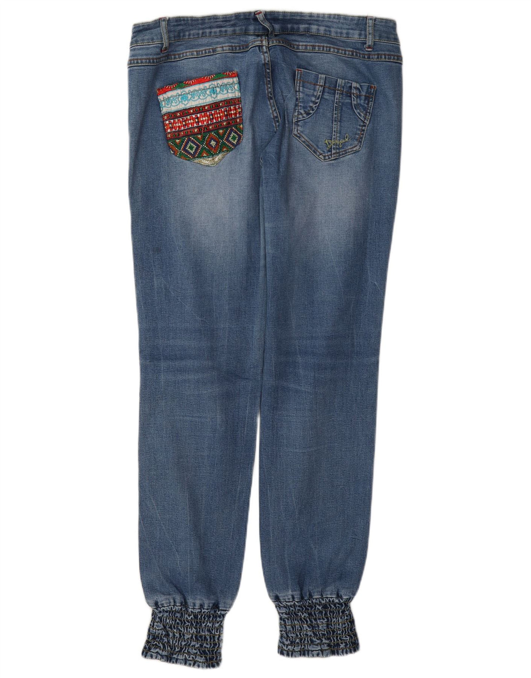 Женские узкие джинсы с потертостями Desigual W32 L31 синие