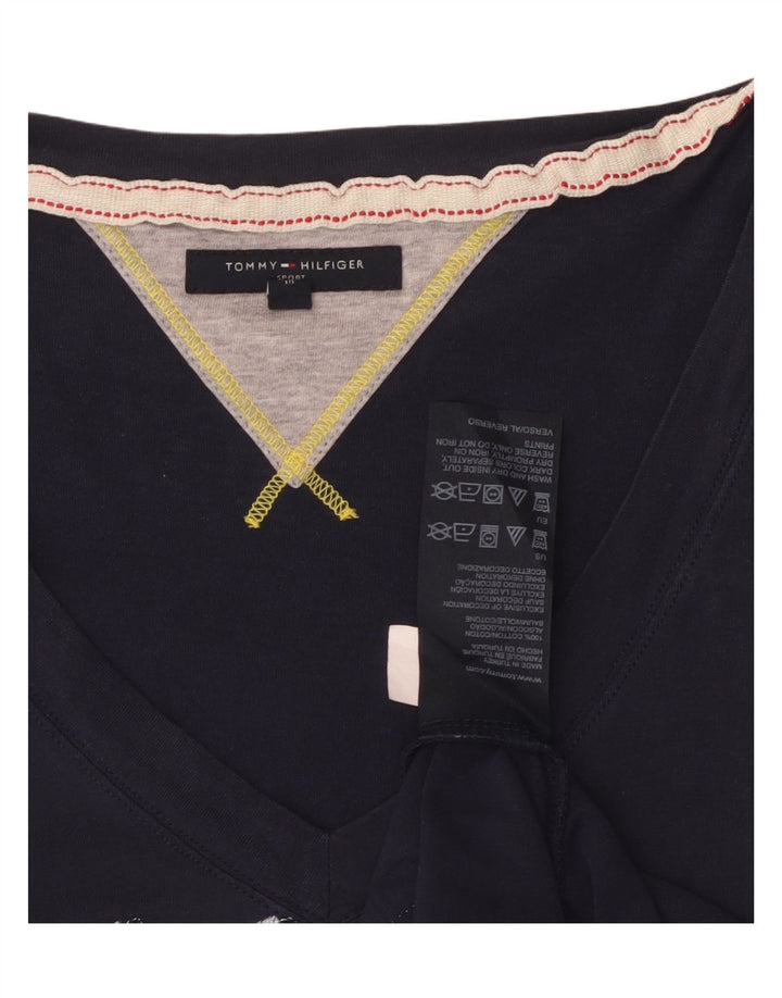 TOMMY HILFIGER Женская футболка с рисунком Top UK 12 Medium Navy Blue Хлопок
