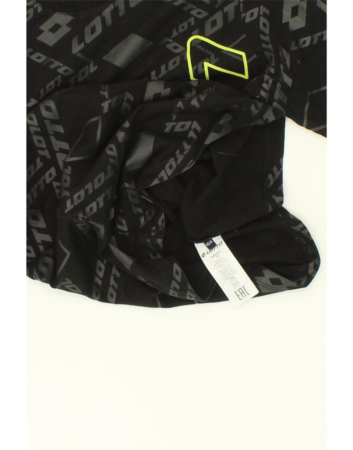 LOTTO Boys Abstract Pattern Graphic Top Long Sleeve 9-10 Years Black Vintage Lotto and Second-Hand Lotto from Messina Hembry 