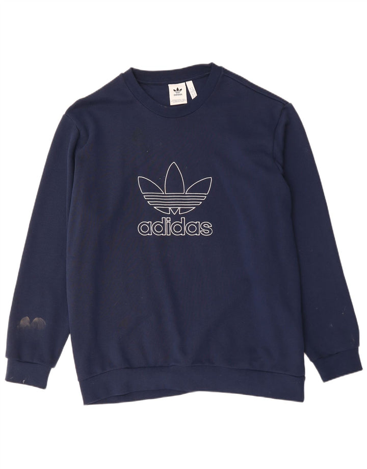 Мужской свитшот ADIDAS с рисунком, XL, темно-синий, хлопок