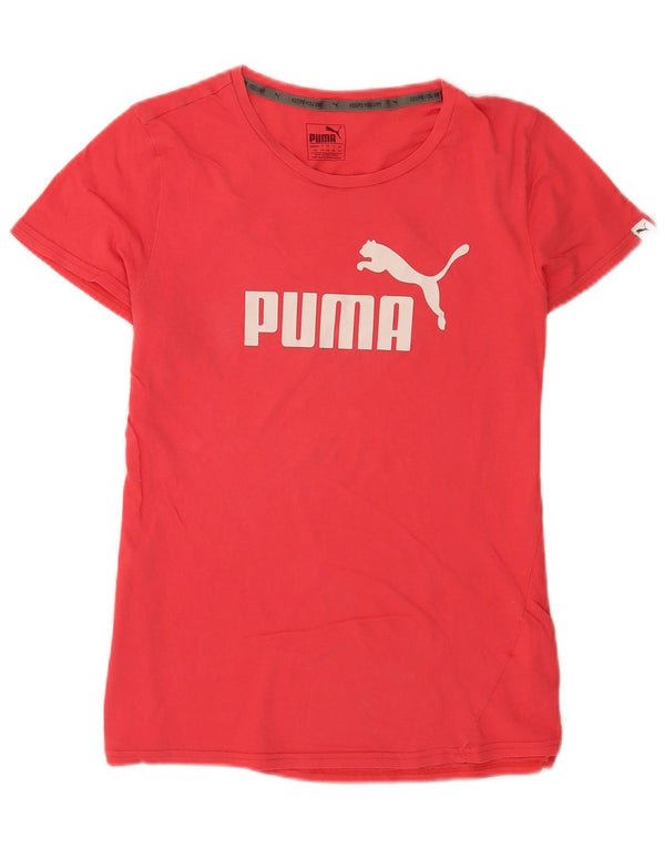 Женская футболка с рисунком Puma Top UK 14, хлопок среднего розового цвета