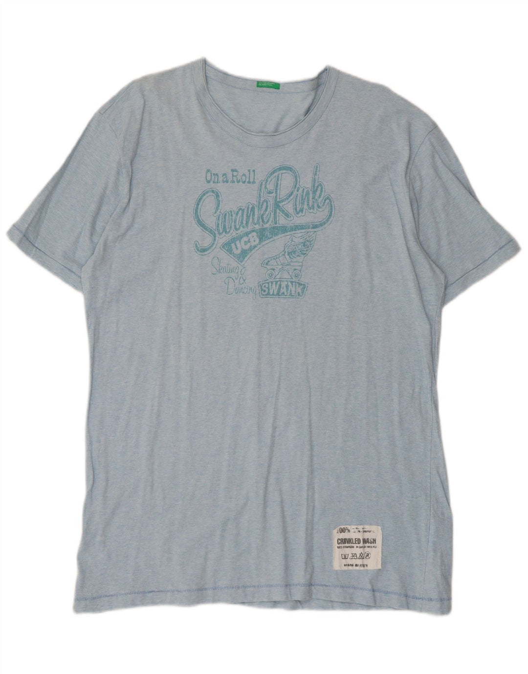 Мужская футболка с рисунком Benetton 2XL, синяя, хлопок