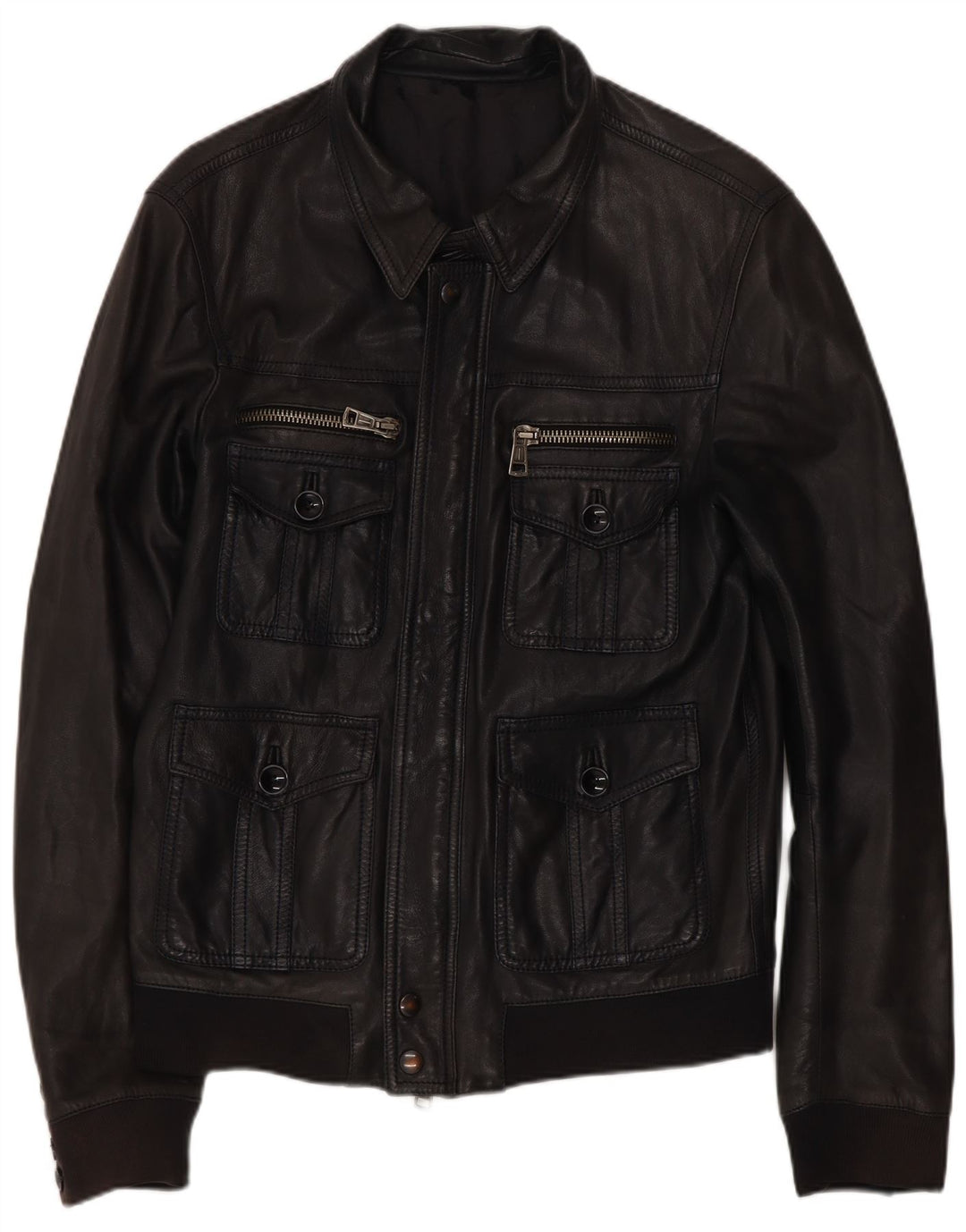 Винтажная мужская кожаная куртка IT 50 Medium Black