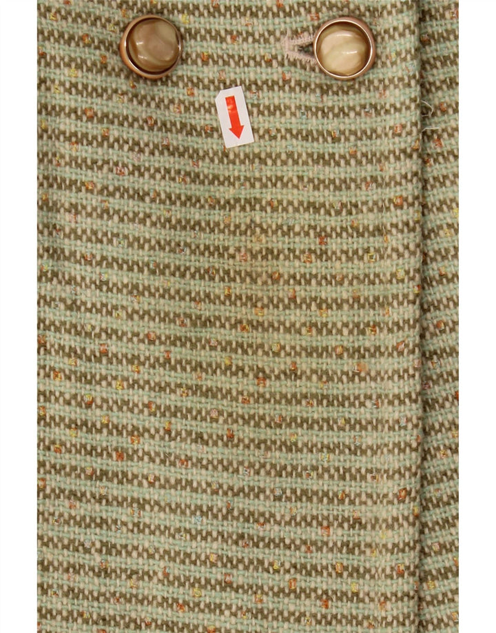 NOA Женское двубортное пальто NOA UK 14, шерсть в зеленую полоску средней длины