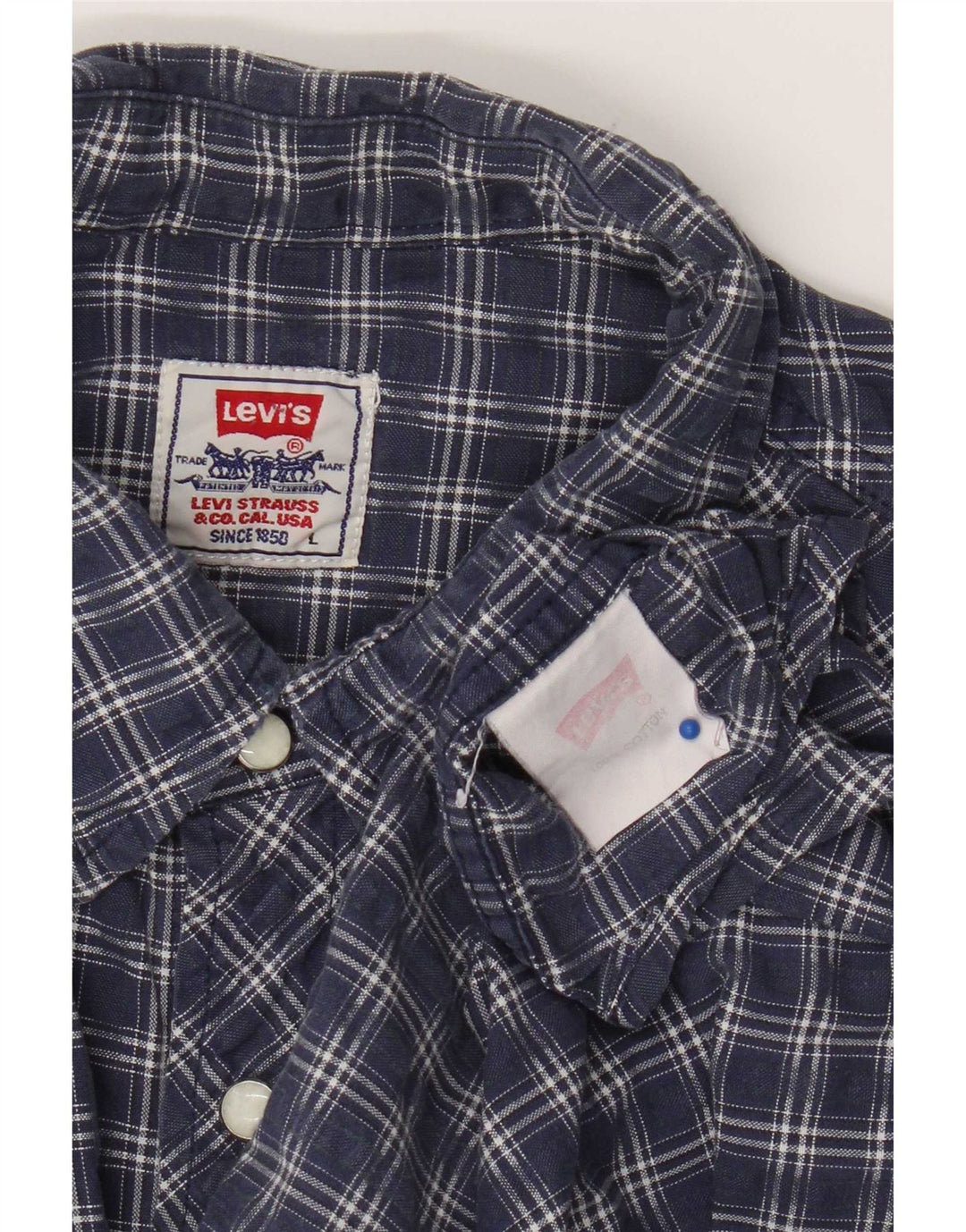 Мужская рубашка Levi's, большая темно-синяя клетка в клетку, хлопок