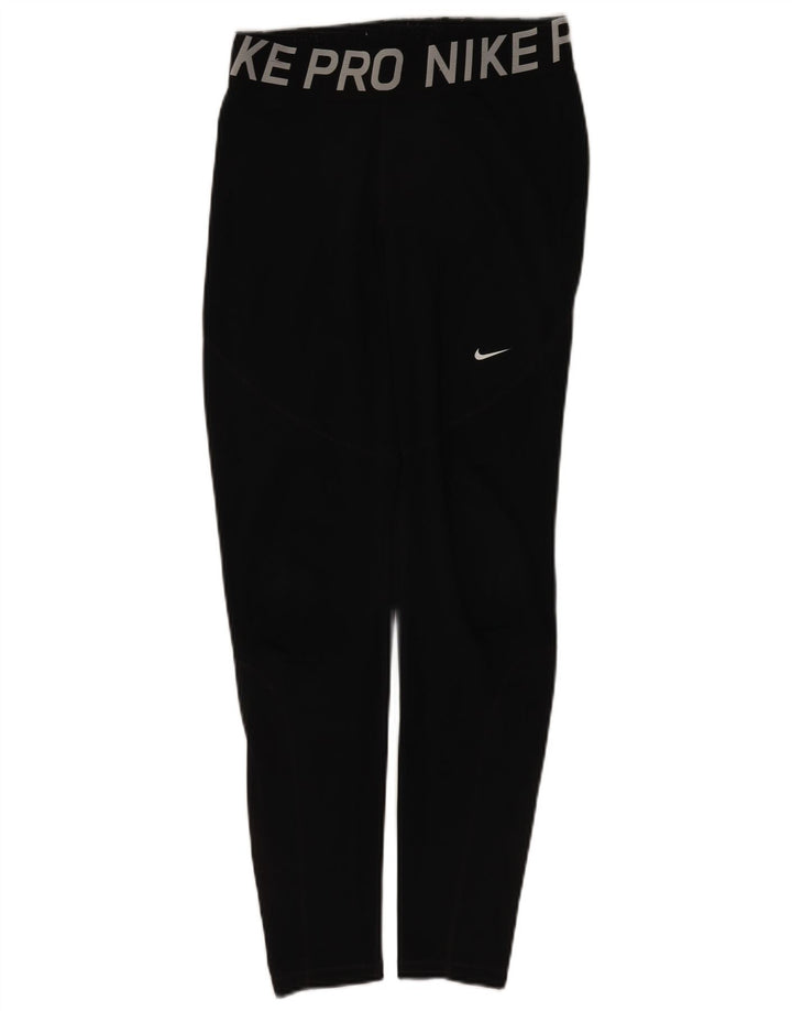 Женские леггинсы с рисунком Nike Dri Fit UK 16, большие размеры, черный полиэстер