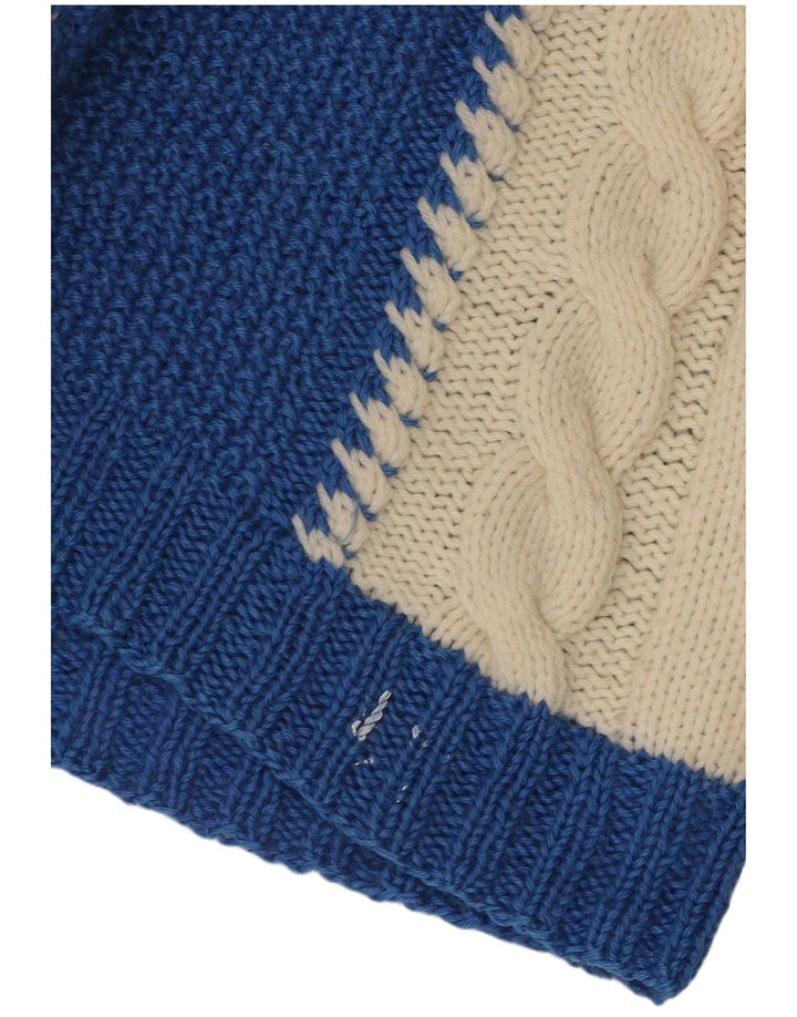 ВИНТАЖНЫЙ женский джемпер с v-образным вырезом, Великобритания, 10, маленький синий, с цветными блоками