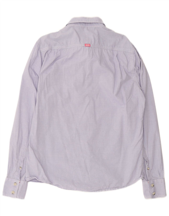 Мужская рубашка Superdry XL из хлопка в тонкую полоску фиолетового цвета