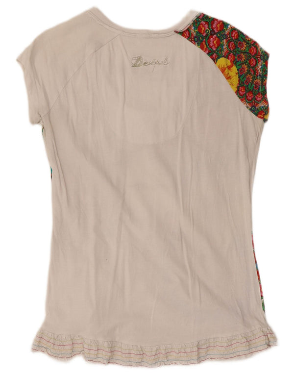 Женская футболка Desigual с завязкой спереди и графическим рисунком, топ UK 22 2XL, белый