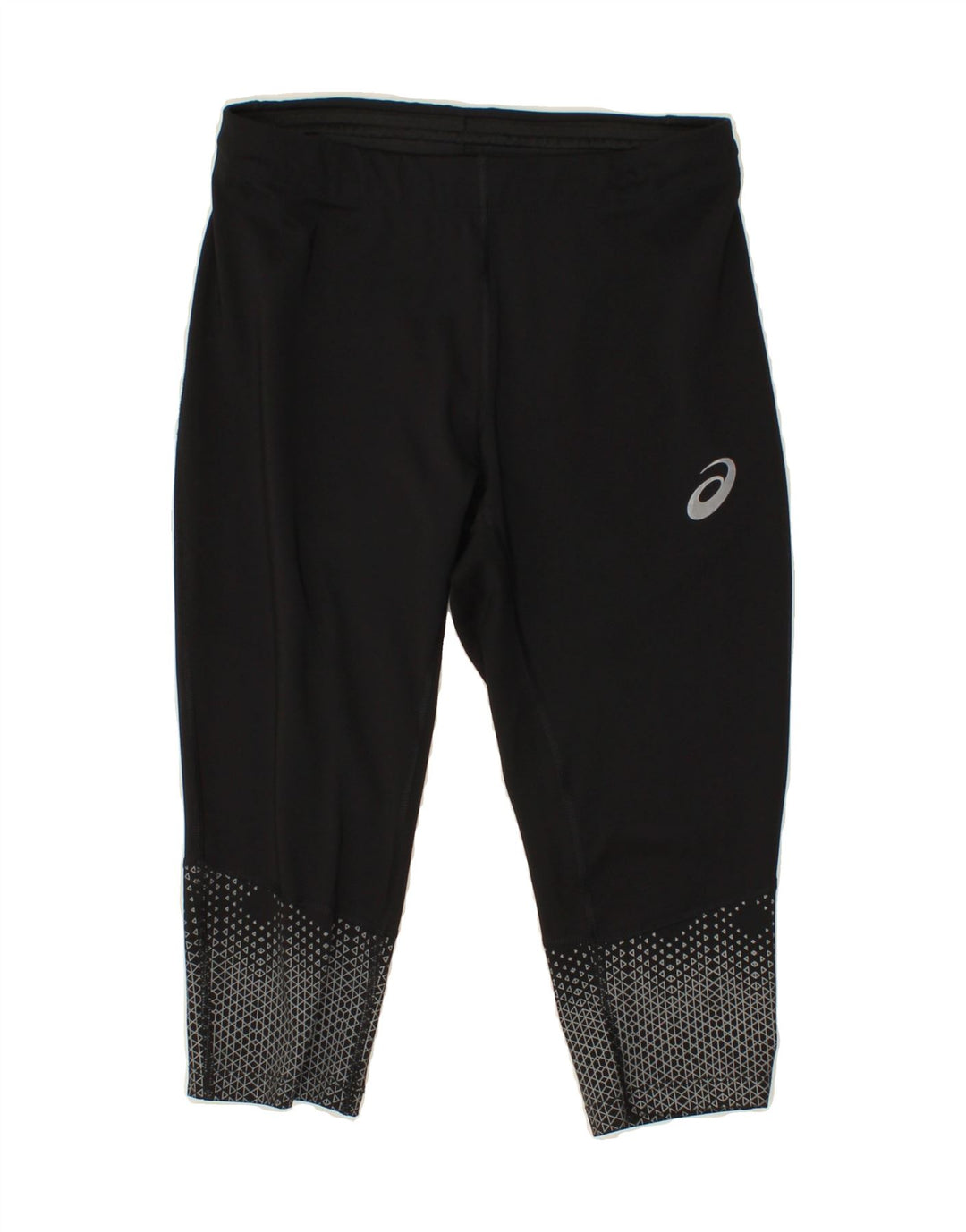 ASICS Womens Capri Leggings UK 14 Medium Black Geometric Polyester Vintage Asics and Second-Hand Asics from Messina Hembry 