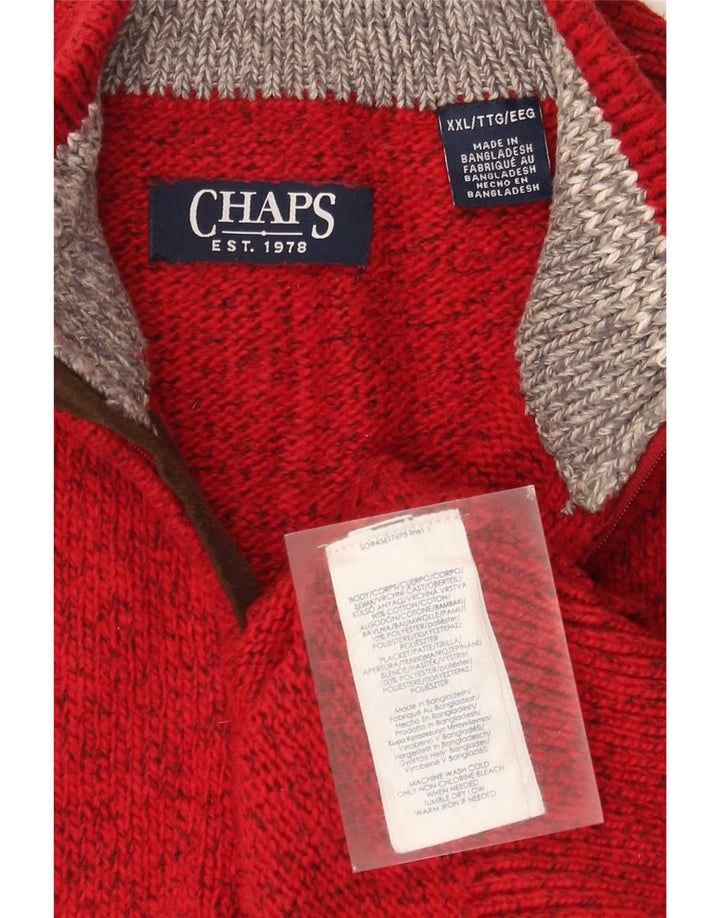 Мужской джемпер с воротником на молнии Chaps, 2XL, красный хлопок с крапинками