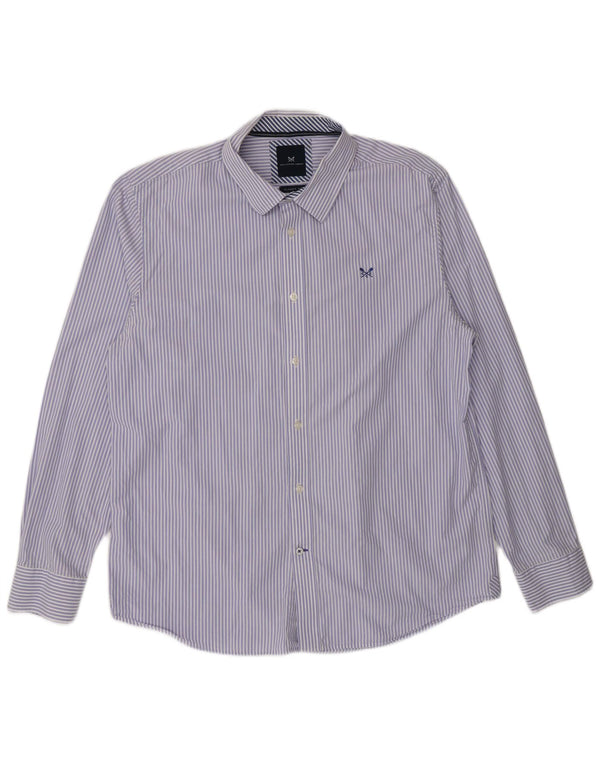 Crew Clothing Мужская классическая рубашка XL из хлопка в тонкую полоску синего цвета