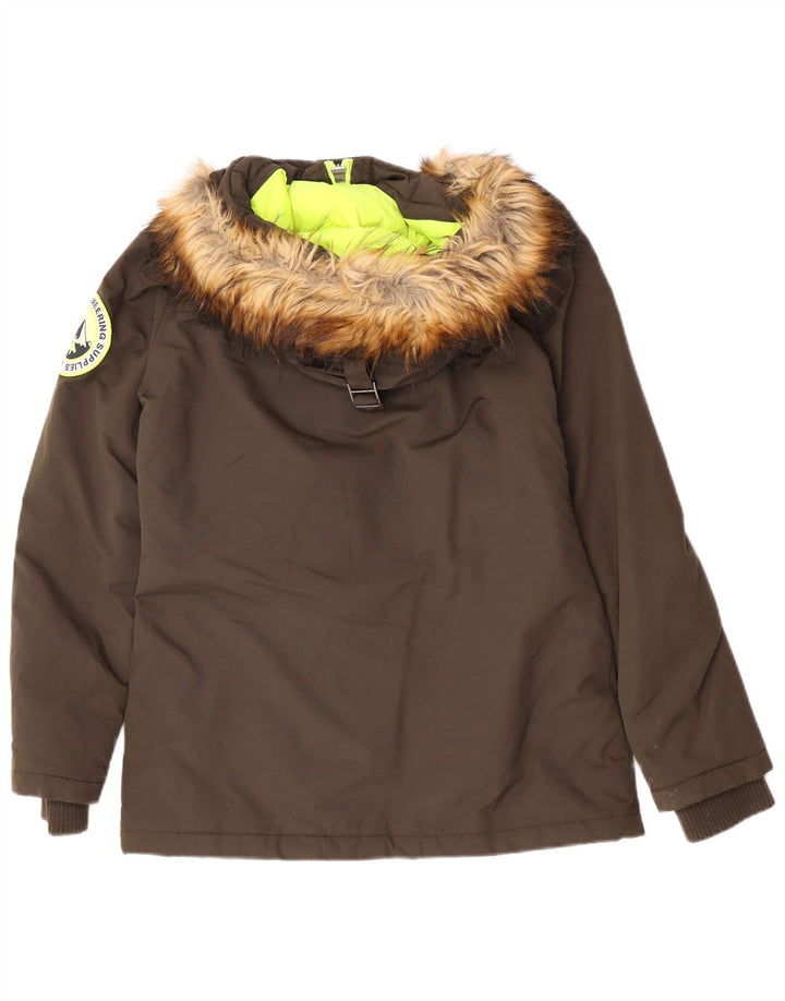 Женская парка большого размера Superdry с капюшоном UK 10, маленький нейлон цвета хаки