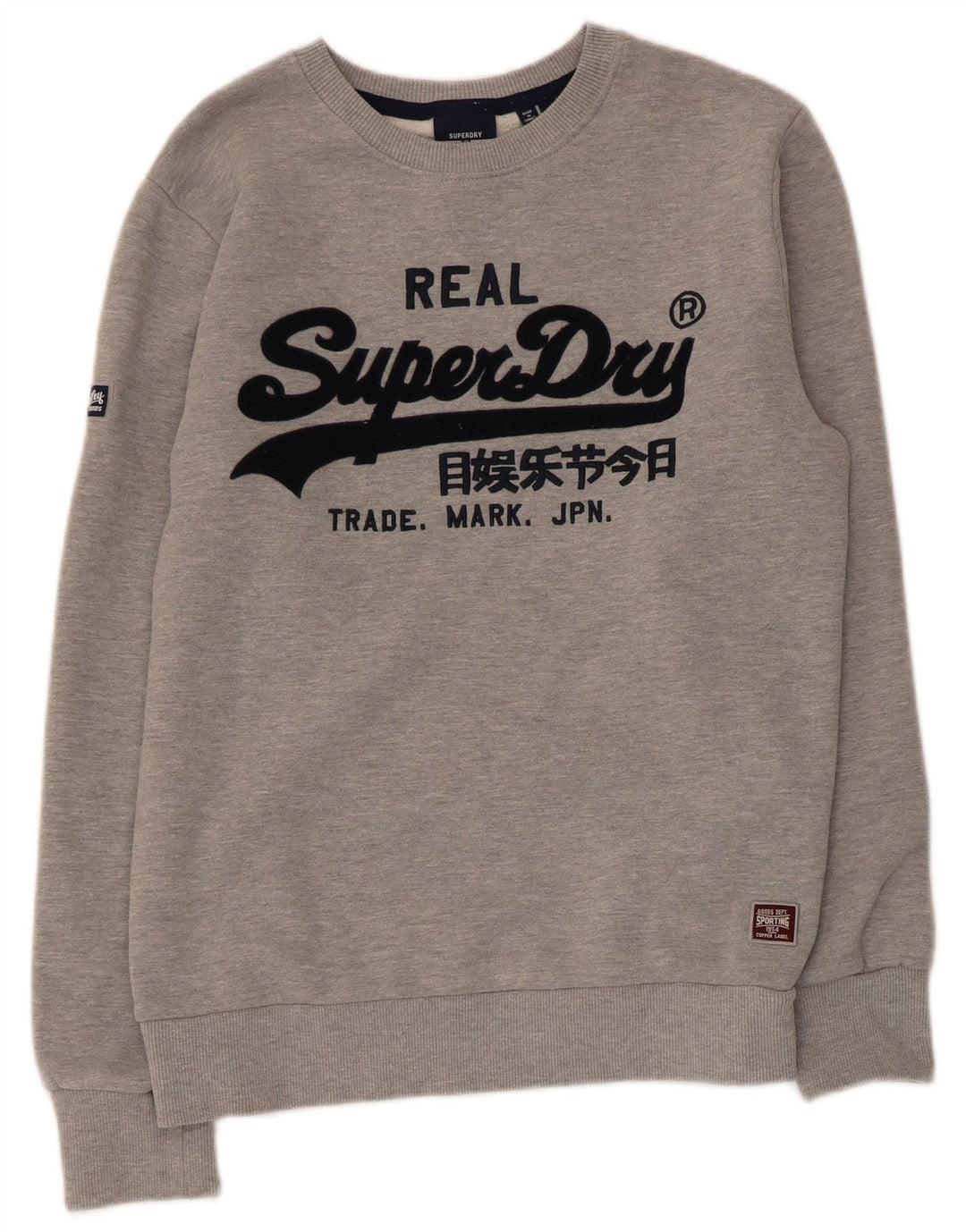 Женский свитер с рисунком Superdry UK 14, хлопковый средний серый цвет