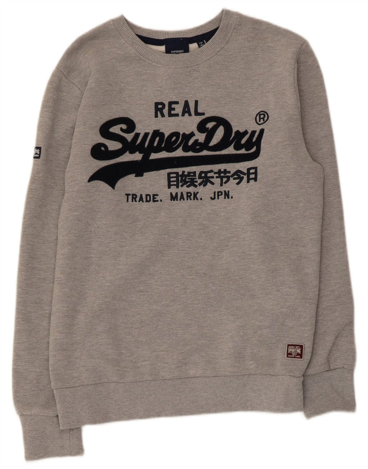 Женский свитер с рисунком Superdry UK 14, хлопковый средний серый цвет