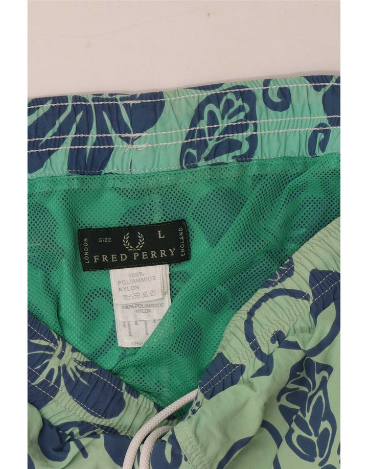 Мужские шорты для плавания Fred Perry Regular, большие зеленые с цветочным принтом, полиамид