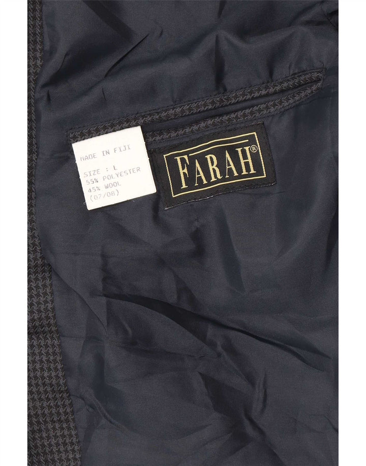 Мужской пиджак Farah на 2 пуговицах UK 40, большой темно-синий, шерсть с узором «гусиные лапки»