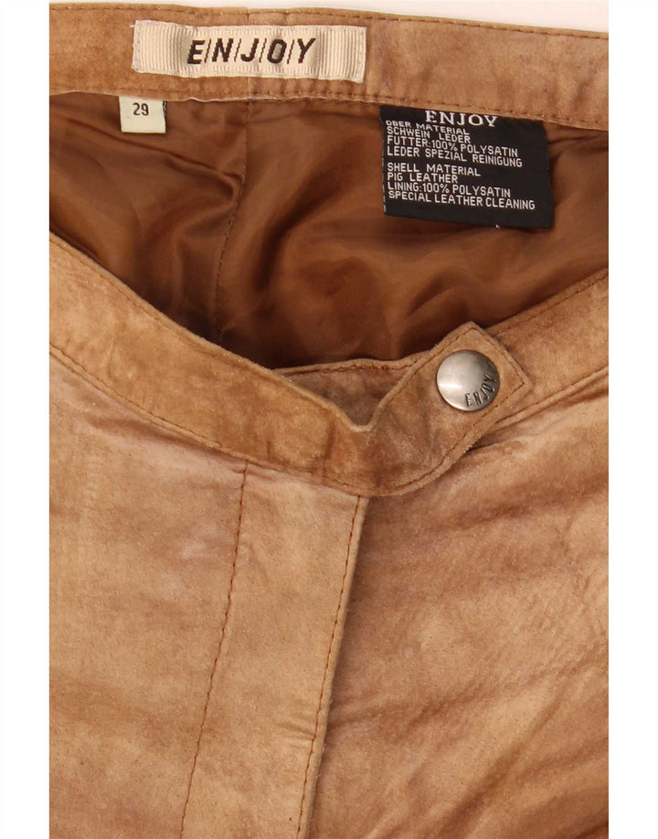 ENJOY Женские замшевые брюки Bootcut W29 L30 Коричневые кожаные