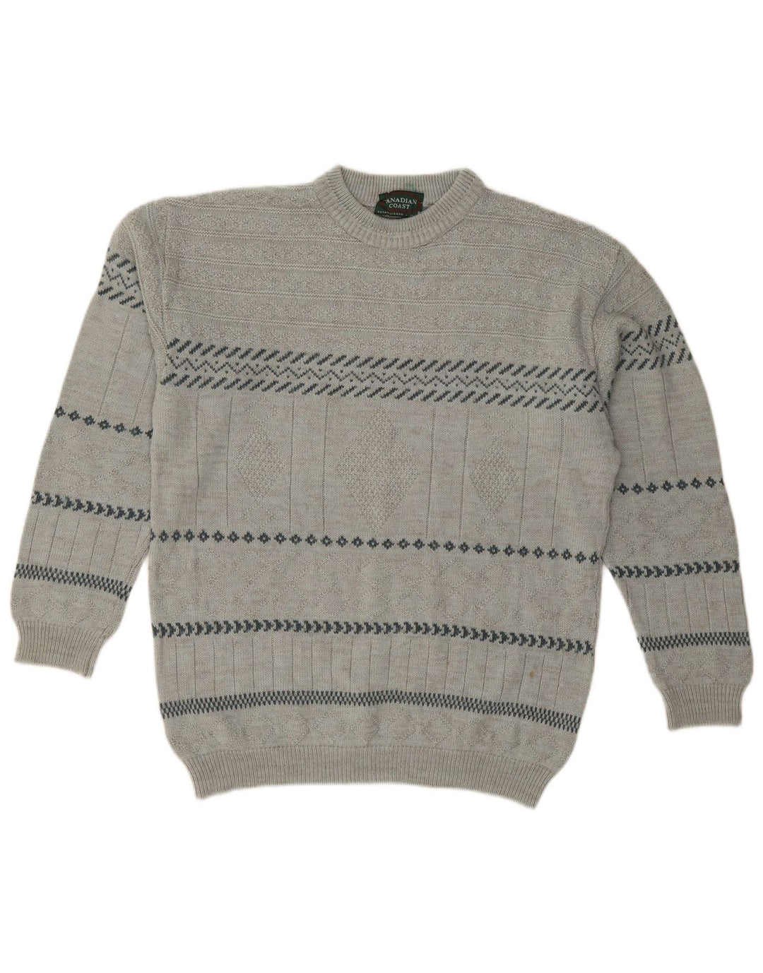 Мужской джемпер с круглым вырезом CANADIAN, акриловый свитер среднего серого цвета в полоску