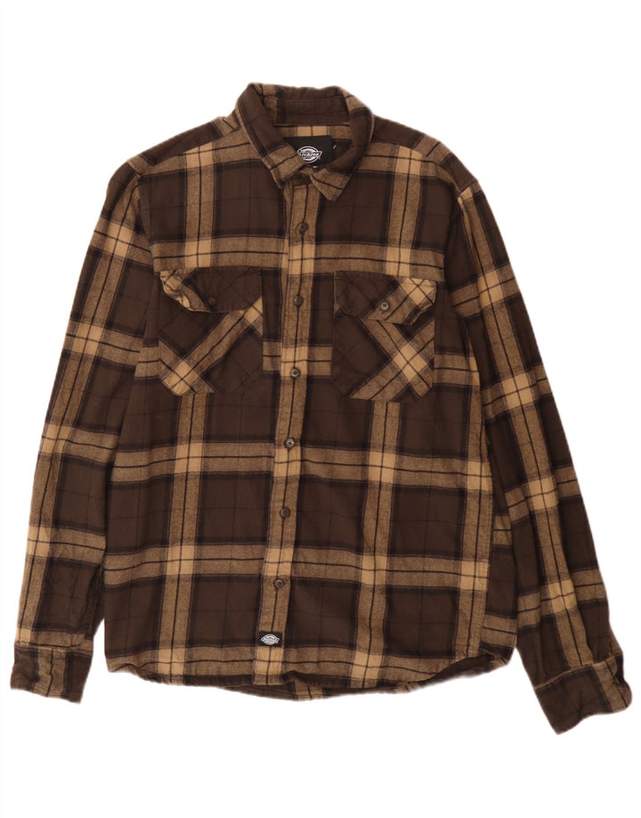 Мужская фланелевая рубашка Dickies, маленькая коричневая клетка, хлопок