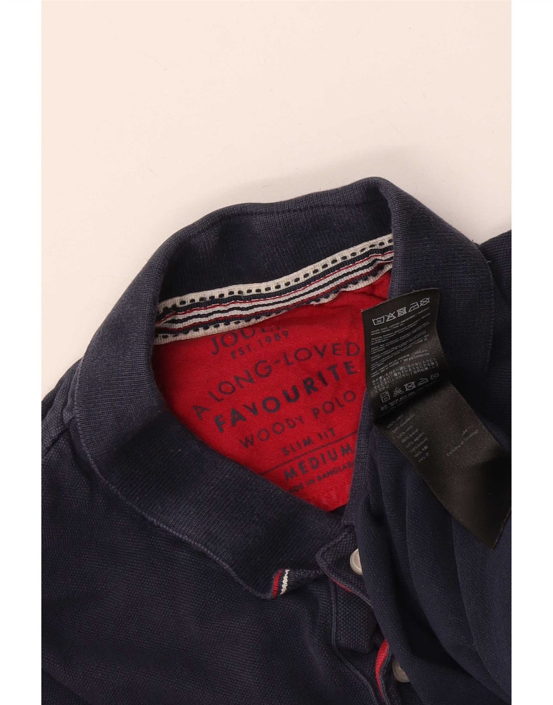 Мужская рубашка поло Joules Slim Fit среднего размера, темно-синяя, хлопковая